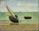 Low Tide at Grandcamp by Georges Seurat — ships oil painting wall art, Pointillism