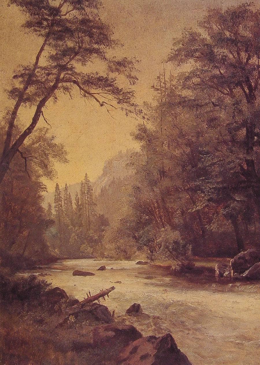 Lower Yosemite Valley by Albert Bierstadt — hand-painted botanical oil painting reproduction on canvas