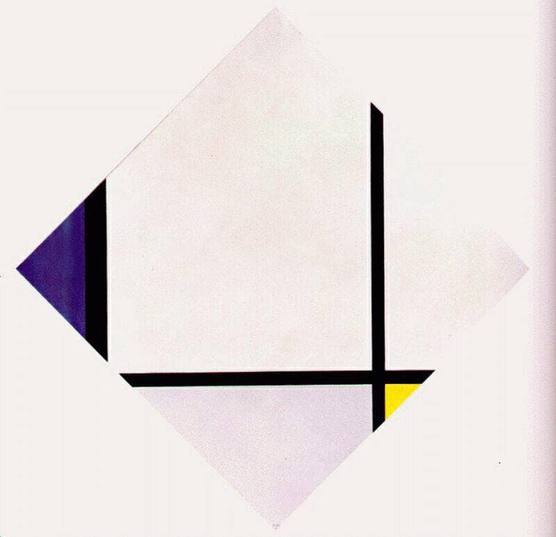 Lozenge Composition 3 Lines Blue Gray Yellow
