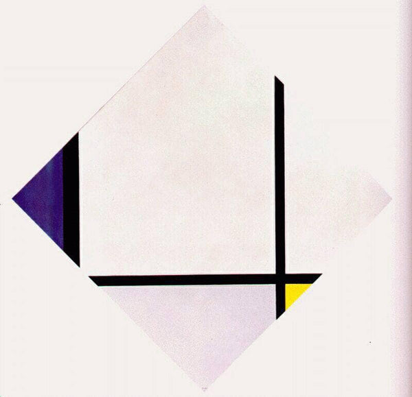 Lozenge Composition 3 Lines Blue Gray Yellow