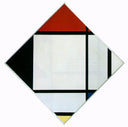 Lozenge Composition with Red, Black,Blue and Yellow by Piet Mondrian — hand-painted abstract oil painting reproduction on canvas