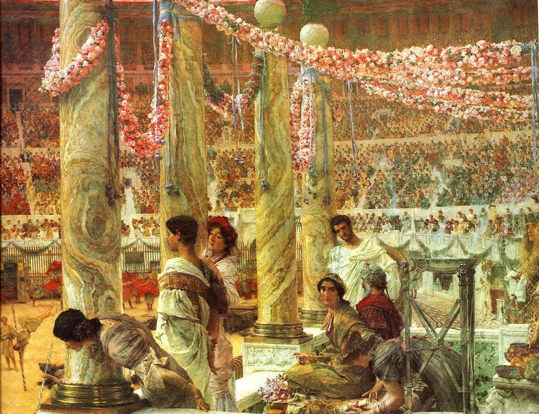 Caracalla and Geta. A Bear Fight in the Coliseum by Sir Lawrence Alma-Tadema — hand-painted cultural oil painting reproduction on canvas