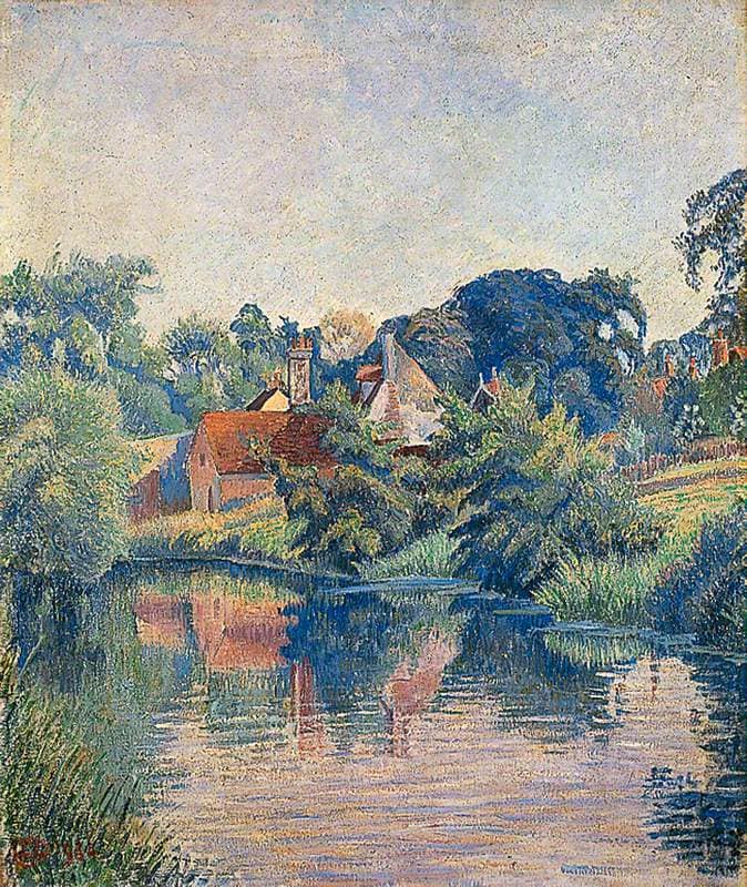 The Stour at Stratford St Mary, Colchester by Lucien Pissarro — hand-painted landscape oil painting reproduction on canvas