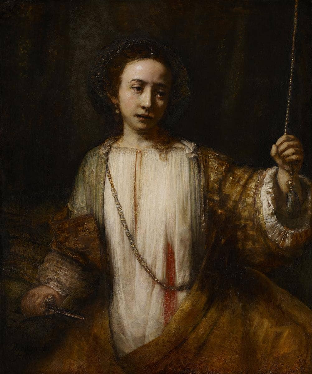Lucretia by Rembrandt — hand-painted portrait oil painting reproduction on canvas