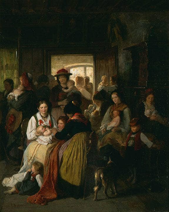 The Baptism by Ludwig Knaus — hand-painted portrait oil painting reproduction on canvas