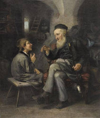 Grandfather and grandson talking