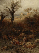 Evening effect by Ludwig Knaus — rural oil painting wall art, Realism