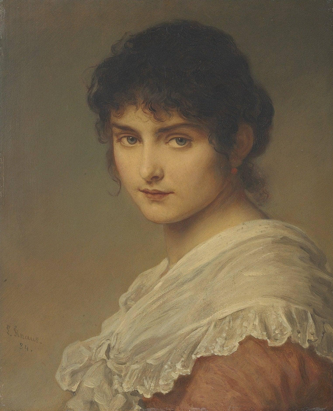 Lost in Thought by Ludwig Knaus — hand-painted portrait oil painting reproduction on canvas
