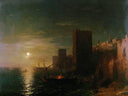 Lunar night in the Constantinople by Ivan Aivazovsky — ships oil painting wall art, Romanticism