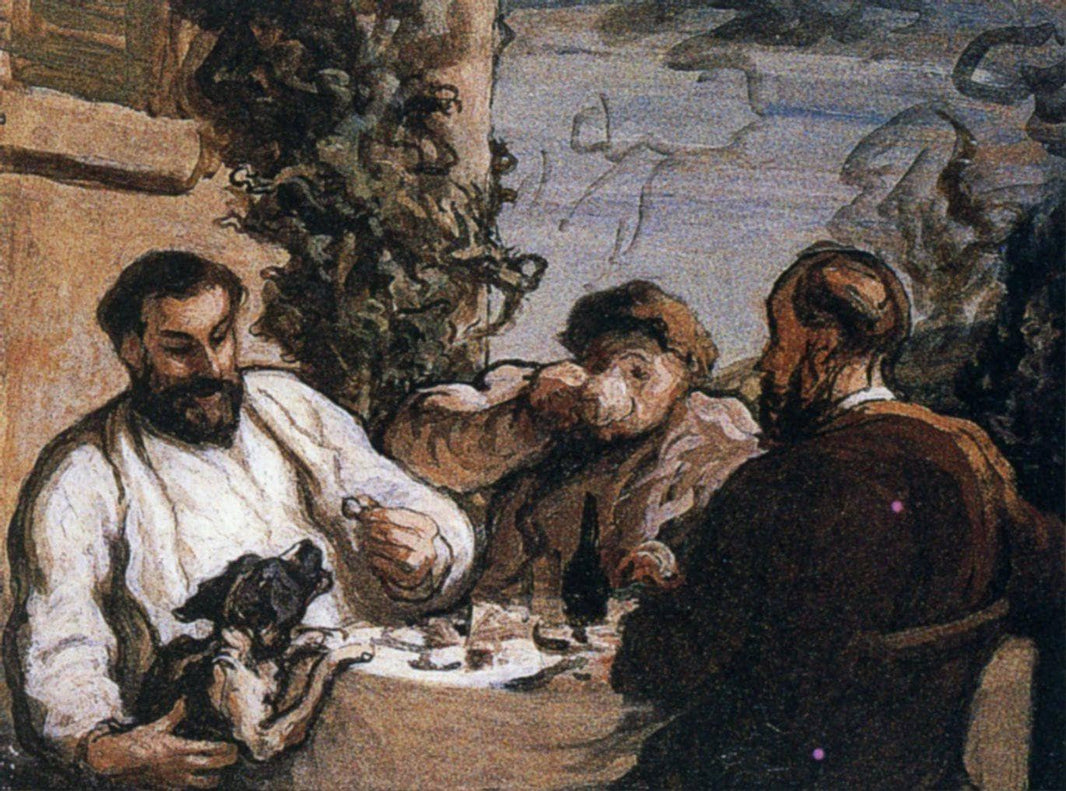 Lunch in the Country by Honore Daumier — hand-painted portrait oil painting reproduction on canvas