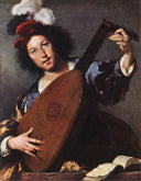 Lute Player by Bernardo Strozzi — hand-painted portrait oil painting reproduction on canvas