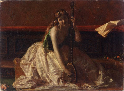 Lute player in apartment