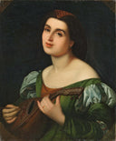 Lute player by Vito d'Ancona — female oil painting wall art, Realism