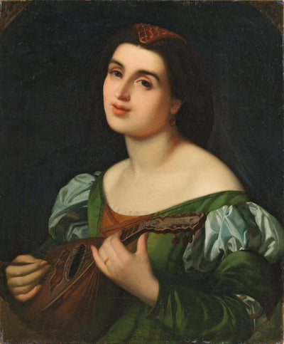 Lute player in home office