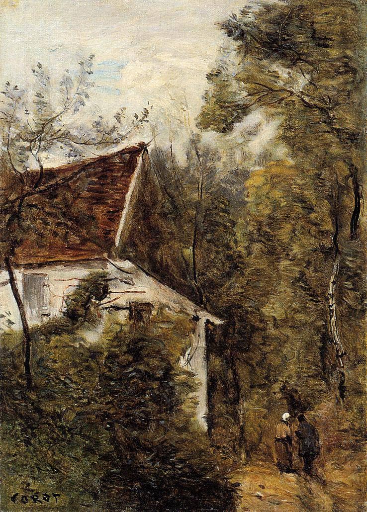 Luzancy, the Path through the Woods by Camille Corot — hand-painted botanical oil painting reproduction on canvas