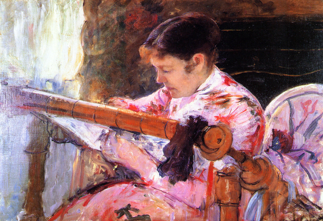 Lydia at the Tapestry Loom by Mary Cassatt, hand-painted portrait oil painting reproduction on canvas