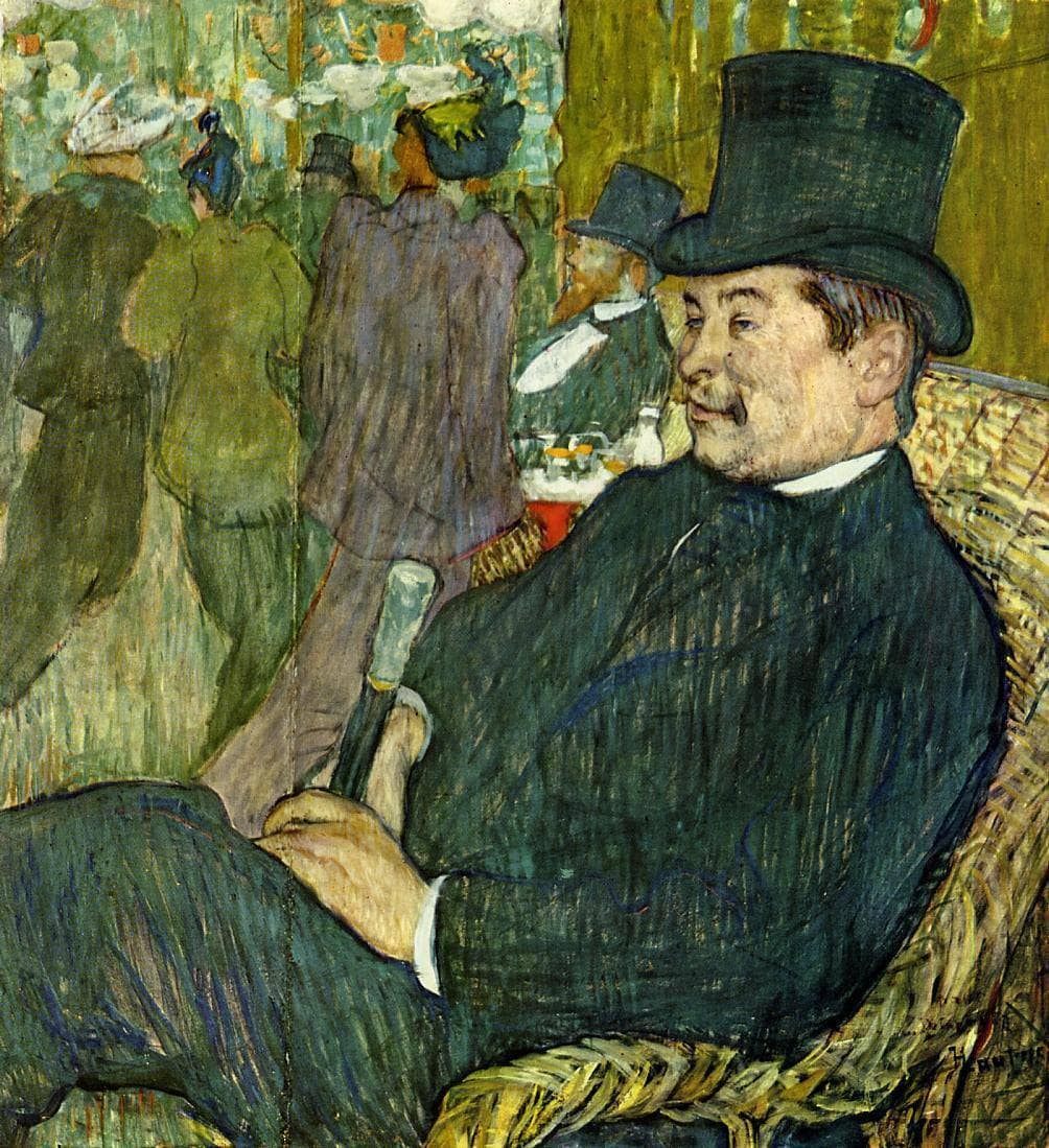 M. Delaporte at the Jardin de Paris by Henri de Toulouse-Lautrec — hand-painted portrait oil painting reproduction on canvas