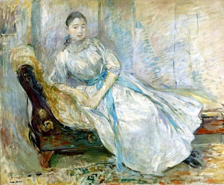 Madame Albine Sermicola in the Studio by Berthe Morisot — hand-painted portrait oil painting reproduction on canvas
