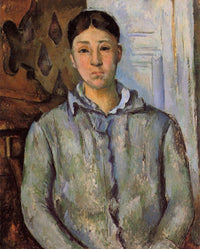 Madame Cezanne in Blue by Paul Cezanne — hand-painted portrait oil painting reproduction on canvas