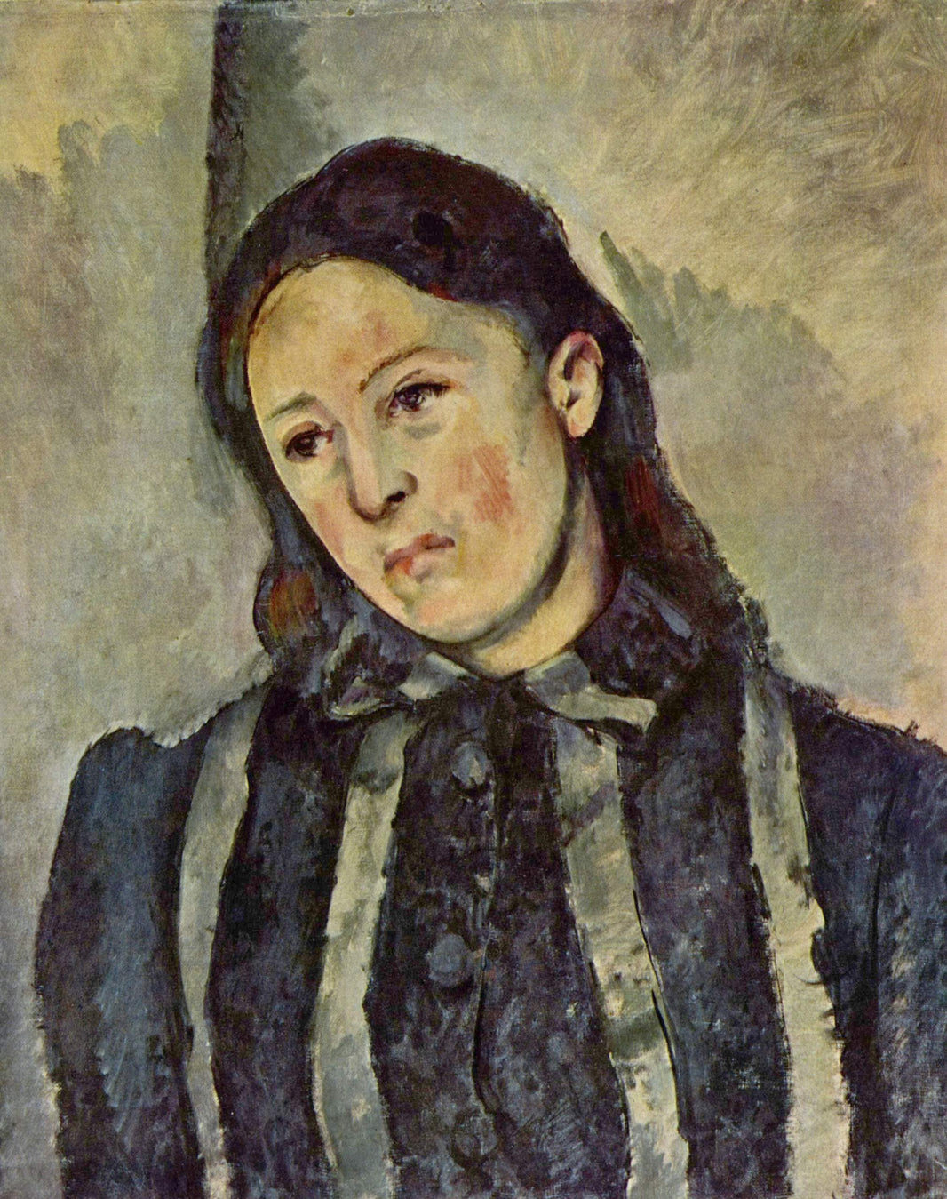 Madame Cezanne with Unbound Hair by Paul Cezanne — hand-painted portrait oil painting reproduction on canvas