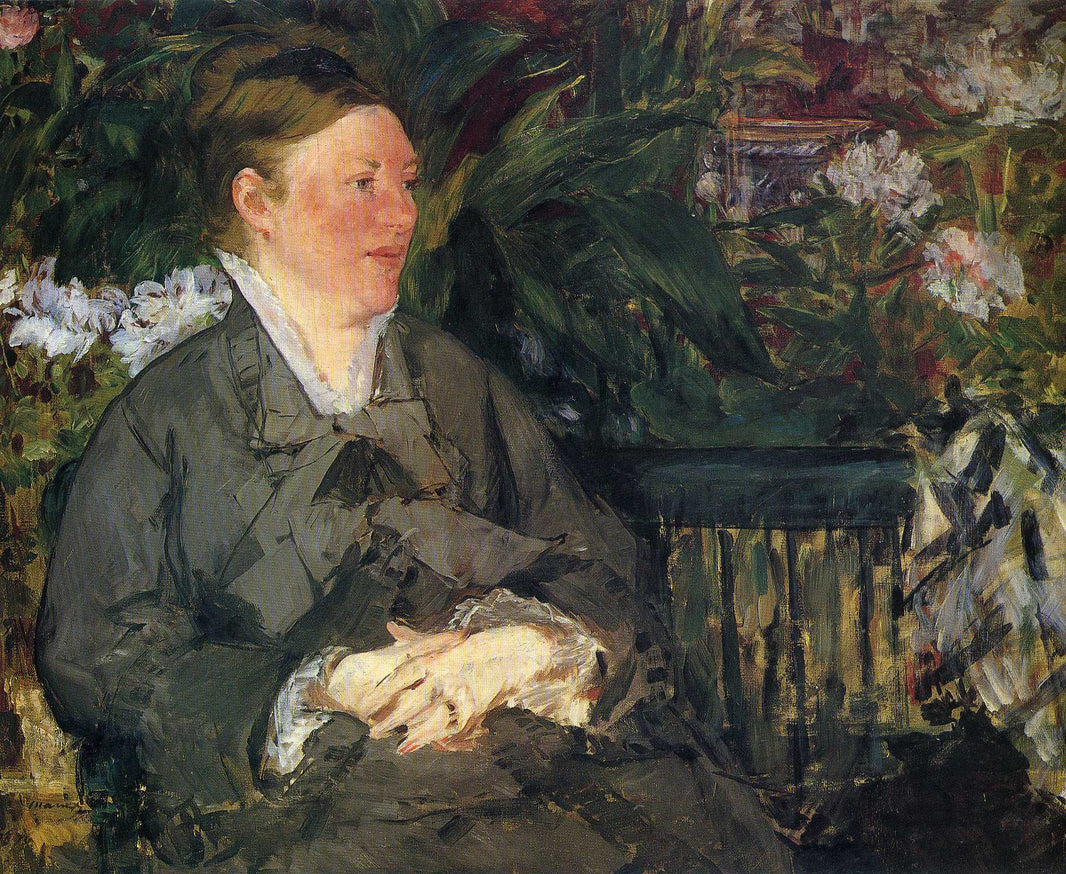 Madame Manet in conservatory by Edouard Manet — hand-painted portrait oil painting reproduction on canvas