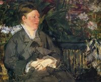 Madame Manet in conservatory by Edouard Manet — hand-painted portrait oil painting reproduction on canvas
