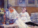 Madame Theo van Rysselberghe and Her Daughter by Theo van Rysselberghe — male oil painting wall art, Pointillism