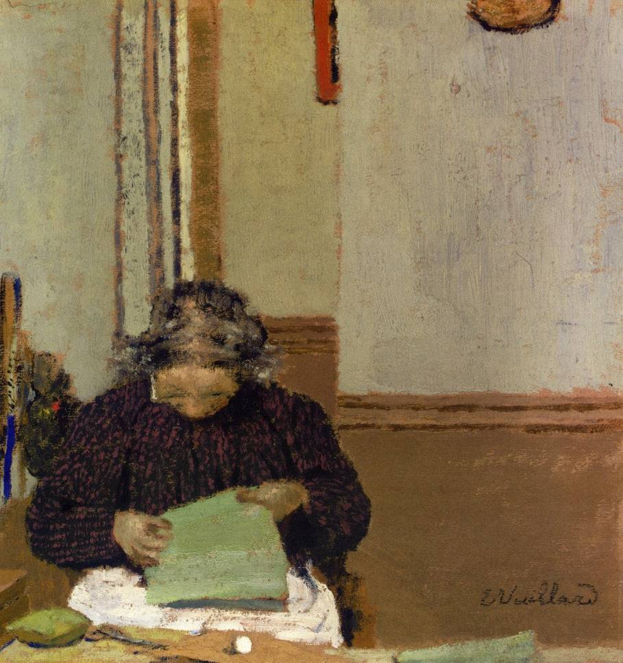 Madame Vuillard Cousant - Edouard Vuillard