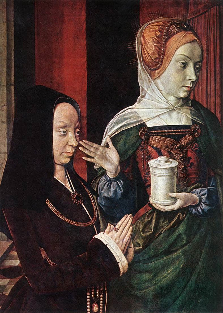 Madeleine of Bourgogne presented by St. Mary Magdalene by Jean Hey — hand-painted cultural oil painting reproduction on canvas
