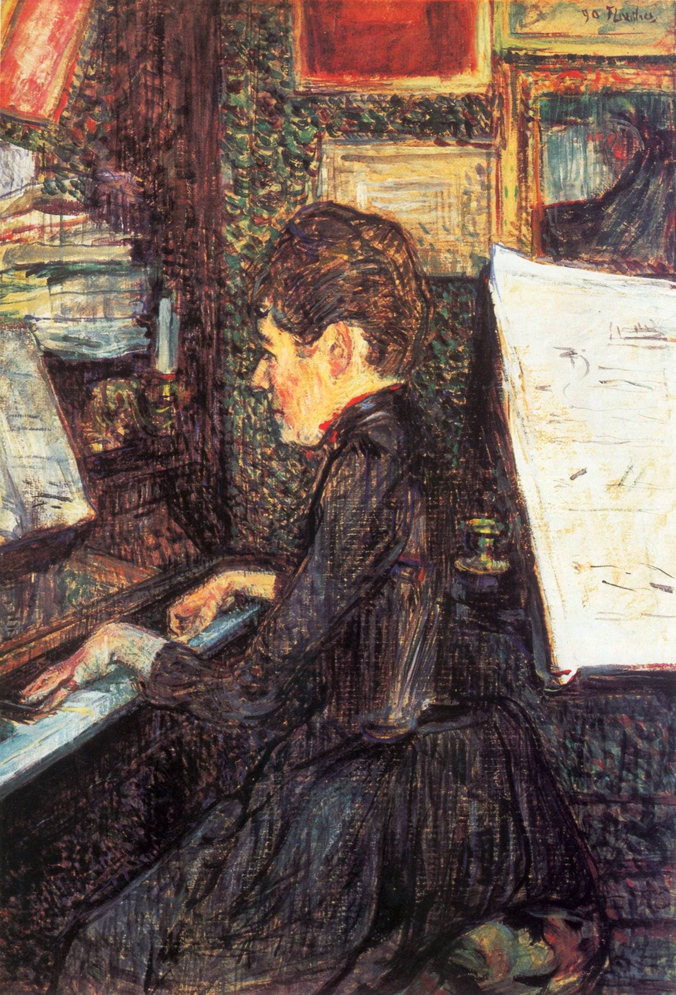 Mademoiselle Dihau at the Piano - Henri de Toulouse-Lautrec