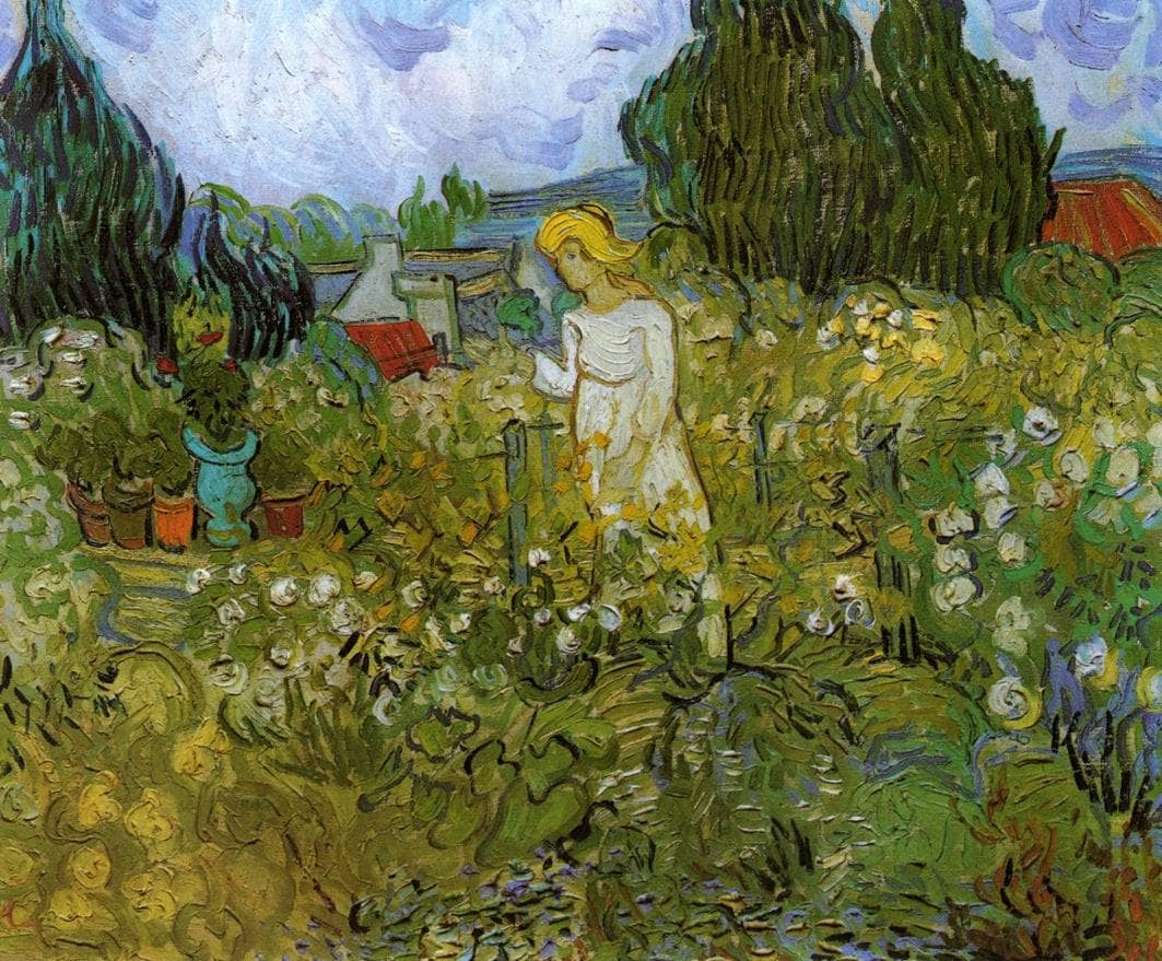 Mademoiselle Gachet in her garden at Auvers-sur-Oise by Vincent van Gogh — hand-painted botanical oil painting reproduction on canvas