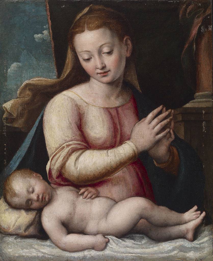 Madonna Adoring the Child by Barbara Longhi — hand-painted portrait oil painting reproduction on canvas