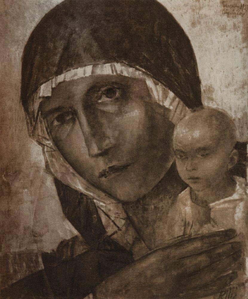 Madonna and Child by Kuzma Petrov-Vodkin — hand-painted portrait oil painting reproduction on canvas