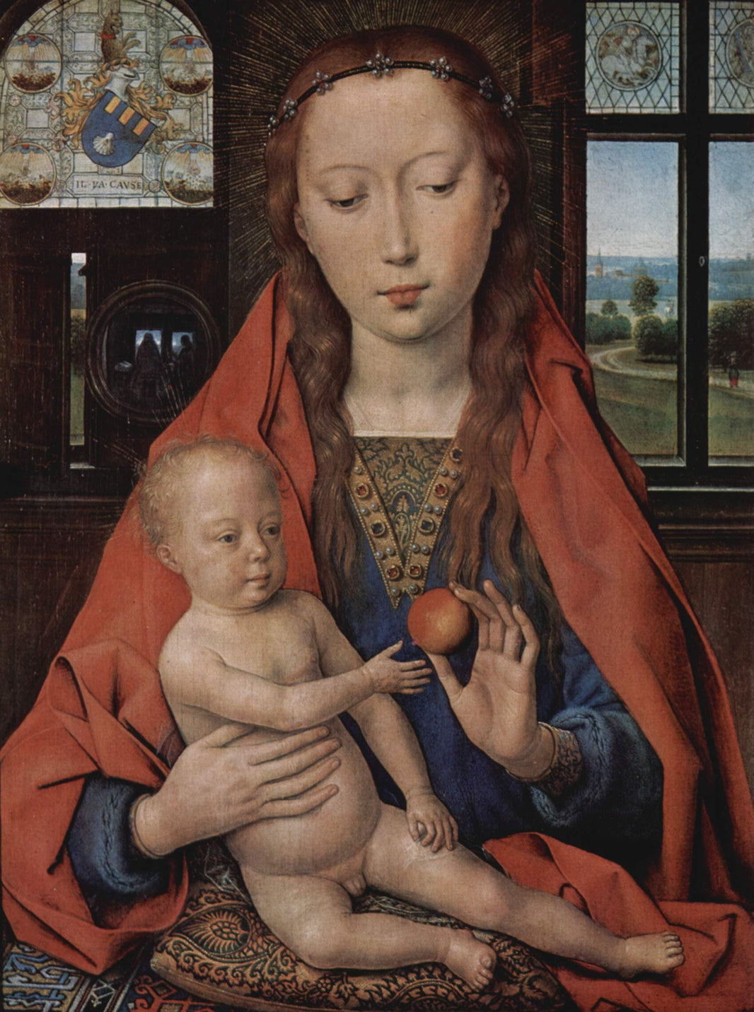 Madonna and Child, from The Diptych of Maerten van Nieuwenhove by Hans Memling — hand-painted cultural oil painting reproduction on canvas