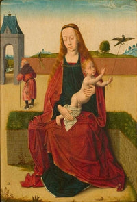 Madonna and Child on a grass bench by Dirk Bouts — hand-painted cultural oil painting reproduction on canvas