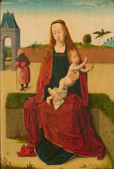 Madonna and Child on a grass bench by Dirk Bouts — oil painting reproduction