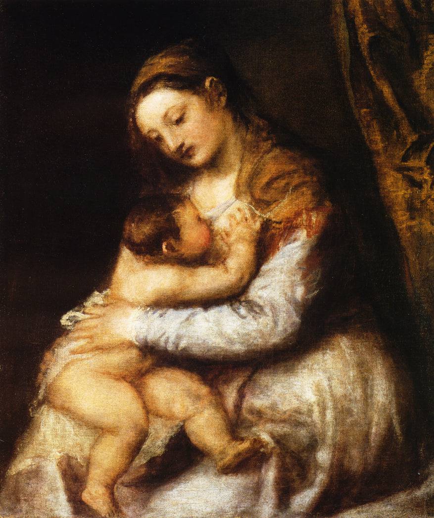 Madonna and Child by Titian — hand-painted portrait oil painting reproduction on canvas