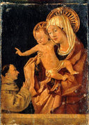 Madonna and Child with a Praying Franciscan Donor by Antonello da Messina — religion oil painting wall art, Early Renaissance