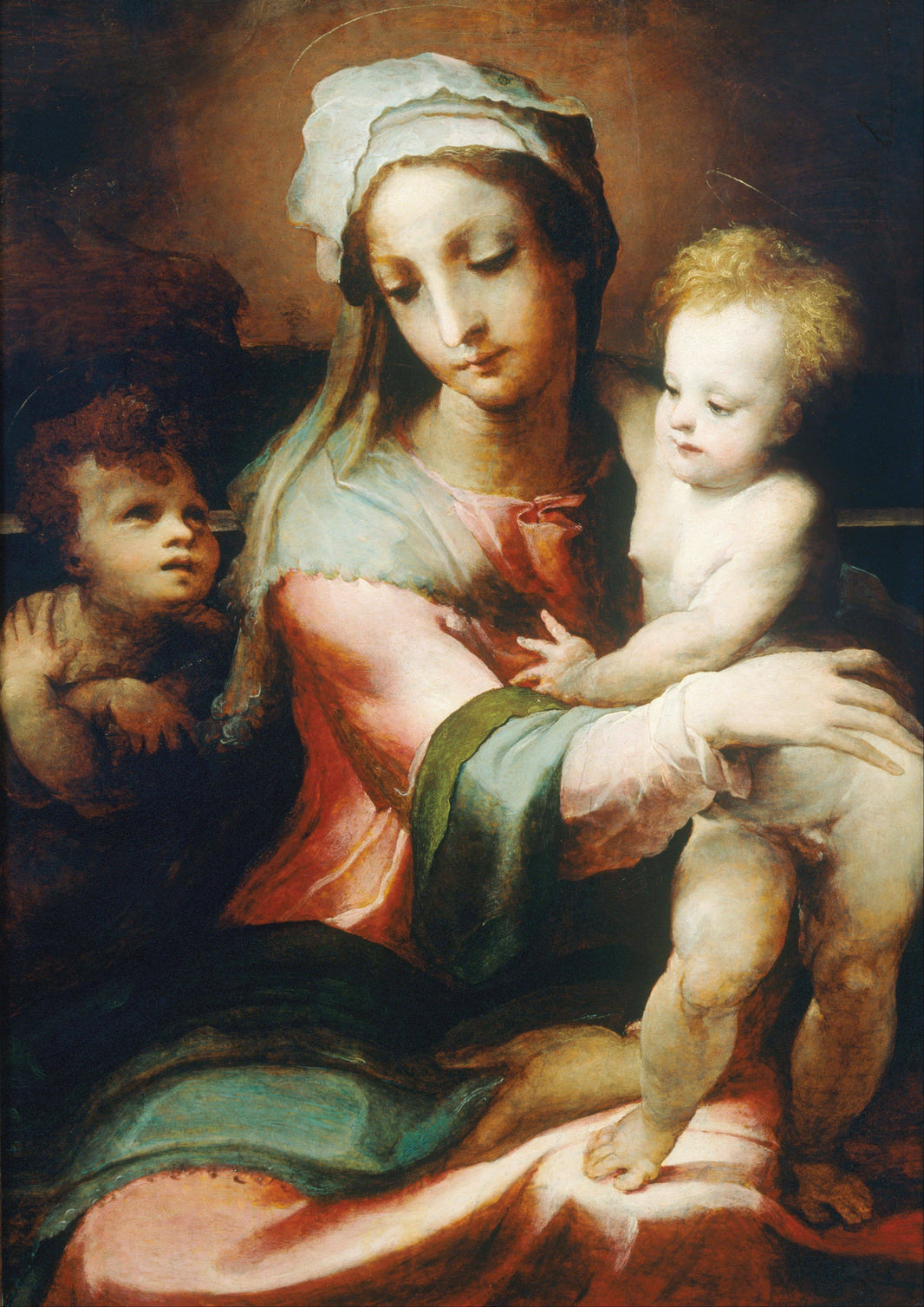 Madonna and Child with Infant John the Baptist by Domenico Beccafumi — hand-painted cultural oil painting reproduction on canvas