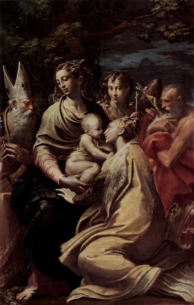 Madonna and Child with Saints in entryway