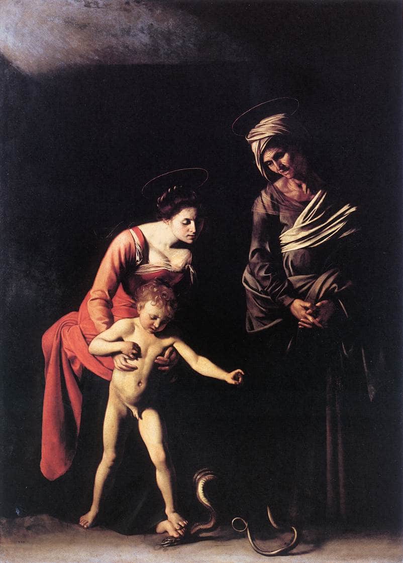 Madonna and Child with St. Anne by Caravaggio — hand-painted portrait oil painting reproduction on canvas