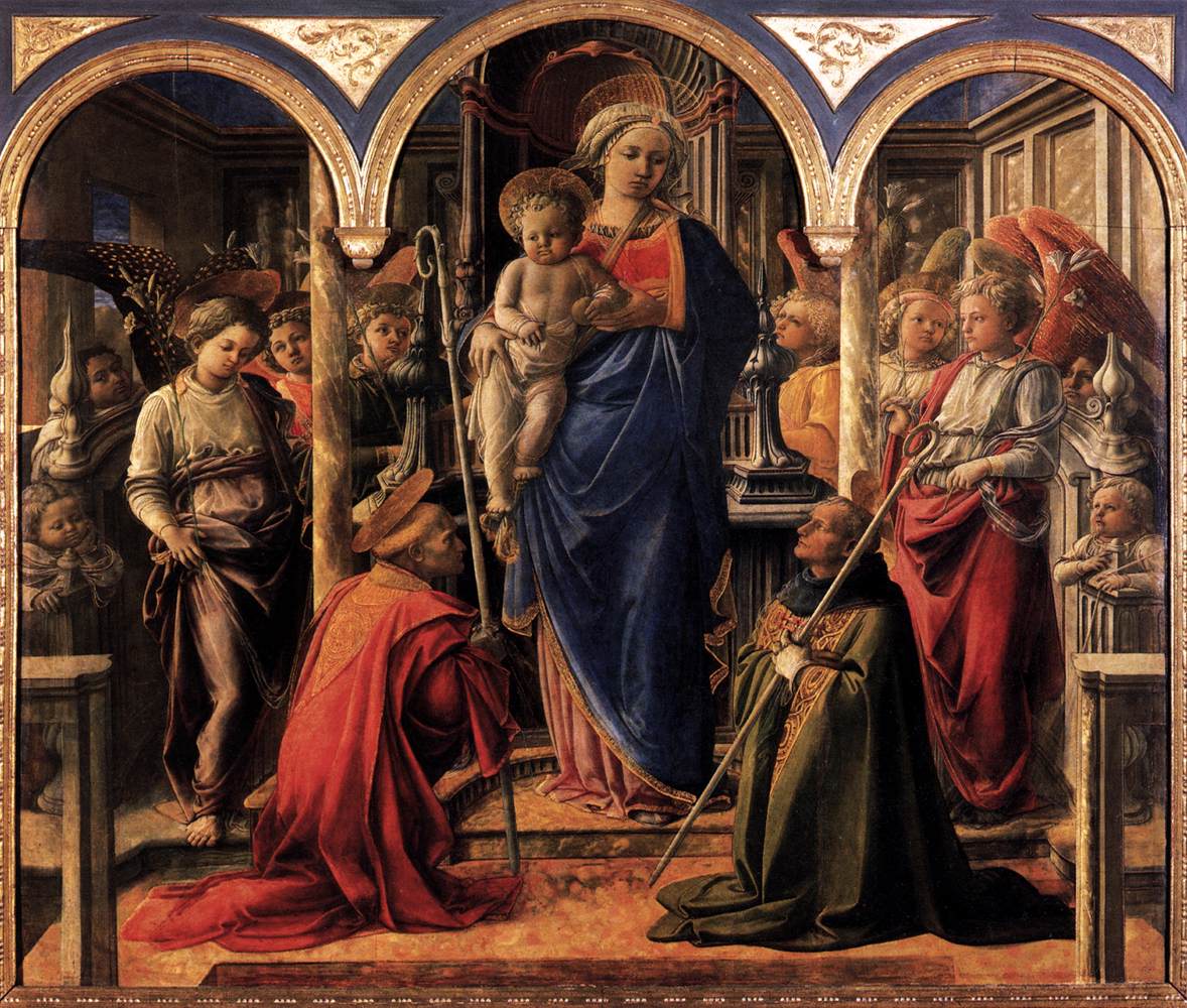 Madonna and Child with St. Fredianus and St. Augustine - Filippo Lippi