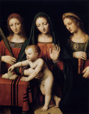 Madonna and Child with Sts Catherine and Barbara by Bernardino Luini — group oil painting wall art
