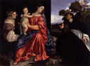 Madonna and Child with Sts Catherine and Dominic and a Donor by Titian — hand-painted cultural oil painting reproduction on canvas