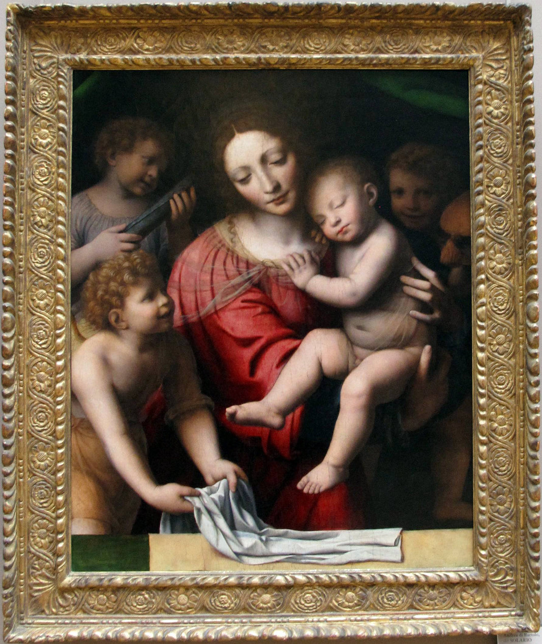 Madonna and Sleeping Child with Three Angels by Bernardino Luini — hand-painted portrait oil painting reproduction on canvas