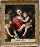 Madonna and Sleeping Child with Three Angels by Bernardino Luini — group oil painting wall art, High Renaissance