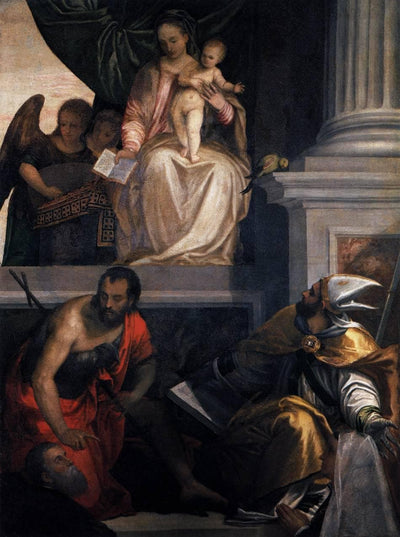 Madonna Enthroned with Child, St John the Baptist, St Louis of Toulouse and Donors in kitchen
