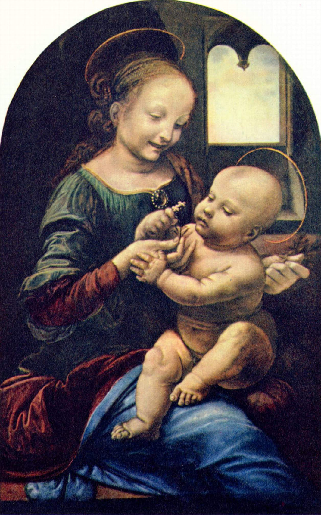 Madonna with a Flower (Madonna Benois) by Leonardo da Vinci, hand-painted portrait oil painting reproduction on canvas