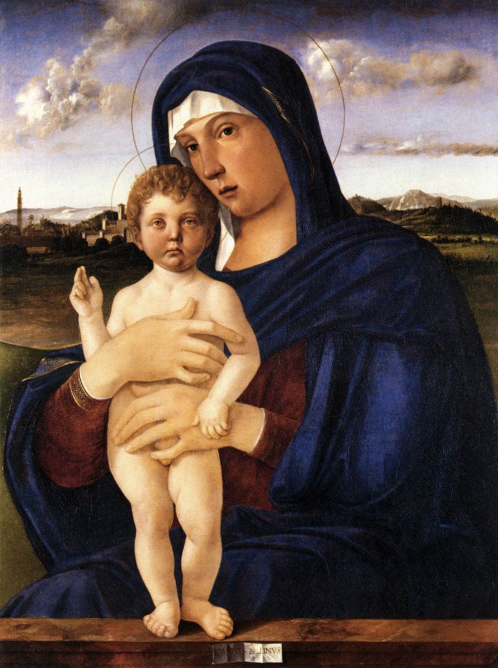 Madonna with Blessing Child by Giovanni Bellini, hand-painted cultural oil painting reproduction on canvas
