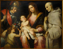 Madonna with Child and Saints George, Bernard, and John by Domenico Fiasella — group oil painting wall art, Baroque